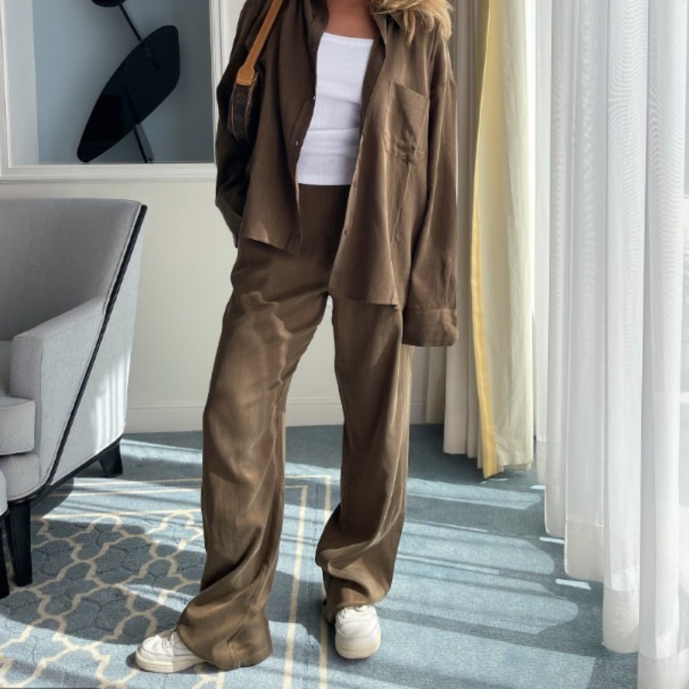 NEW Djerf Avenue On The Go Pants Mocha XXS TALL